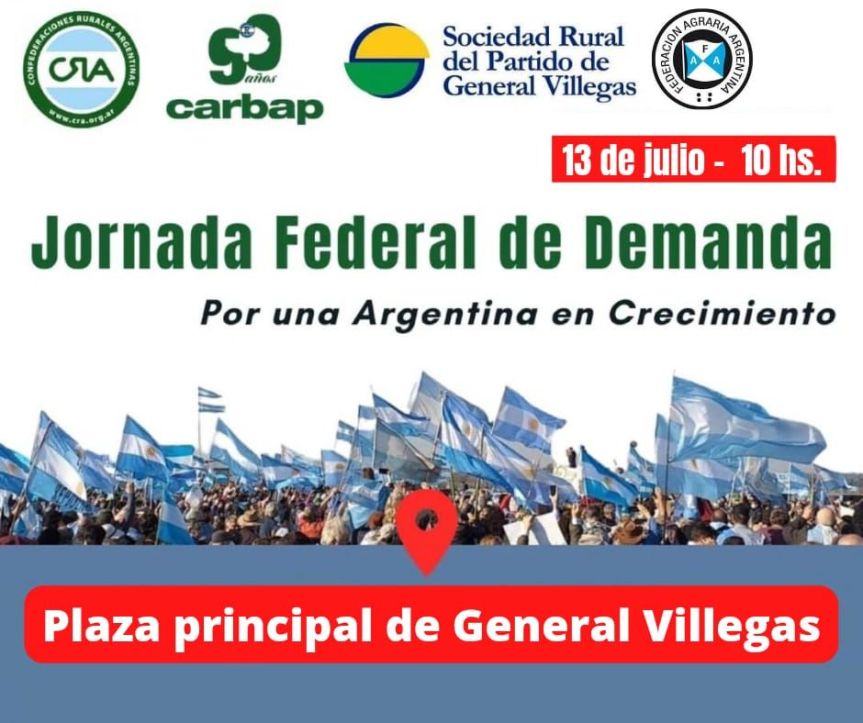 Movilización en Villegas el miércoles 13/07